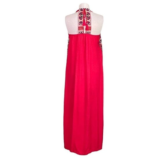 Calypso St Barth Dalbi Dress Womens Sz S Red Beaded Embroidered Tassel Boho Maxi - Picture 10 of 12